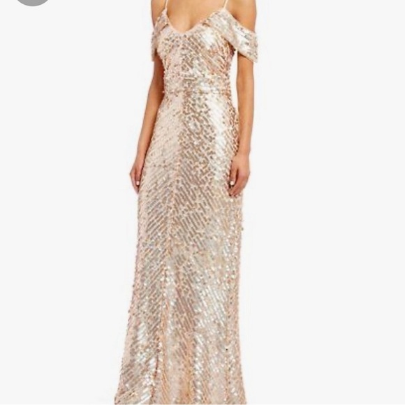 Cachet Gold Sequin Gown Size 12 - Picture 1 of 7